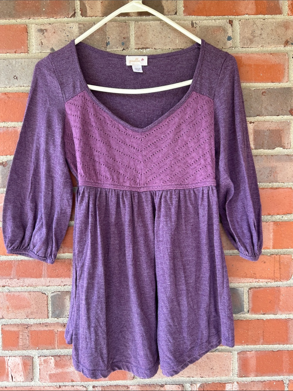 Purple Eyelet Yoke Tunic Top by Puella for Anthropologie Size S